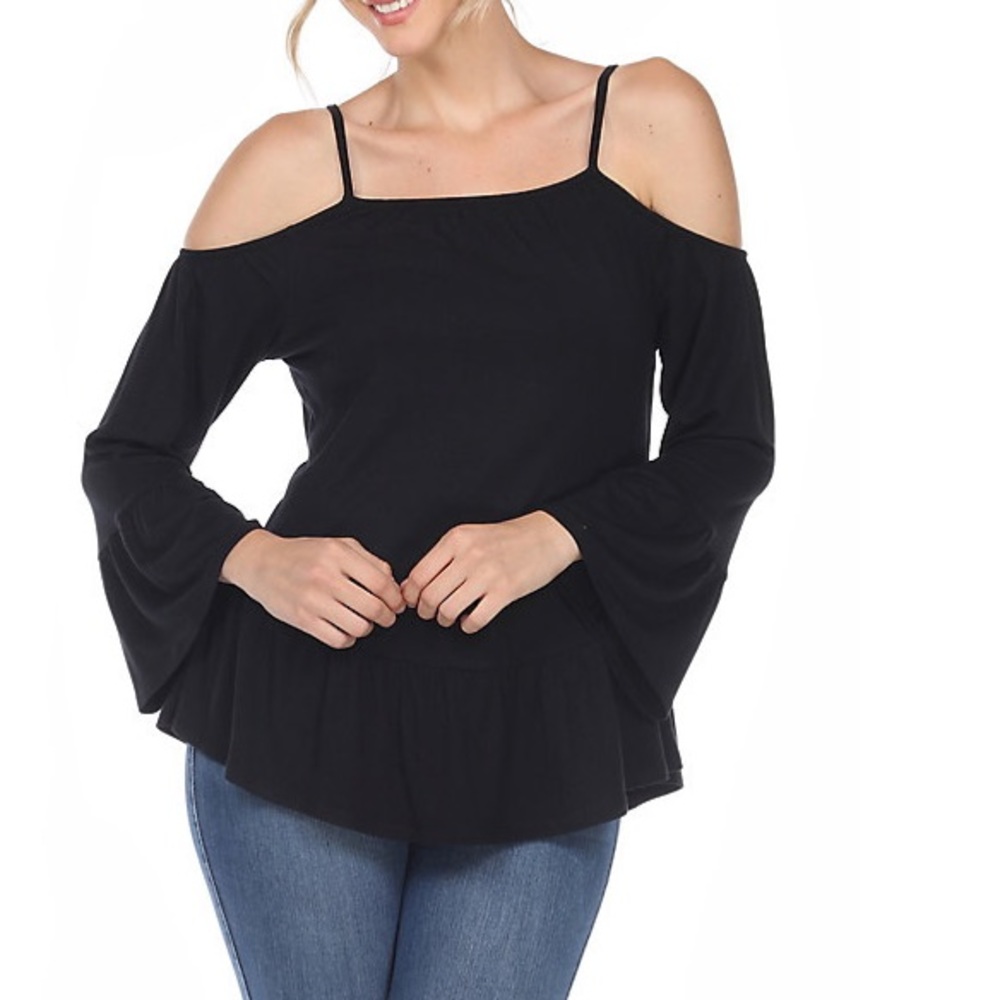 Women's White Mark Cold Shoulder
Ruffle Sleeve Top
